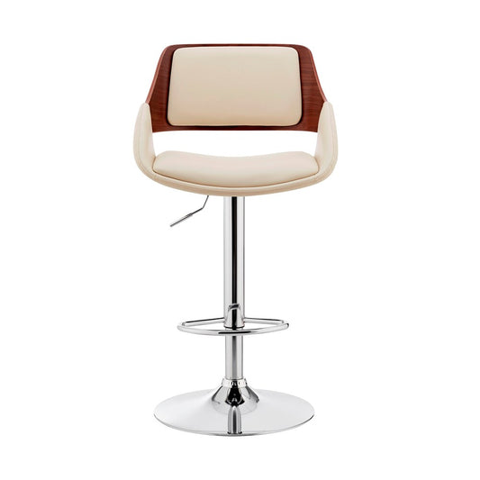 Armen Living - Colby Adjustable Cream Faux Leather and Chrome Finish Bar Stool - LCCYBAWACR veiw 2