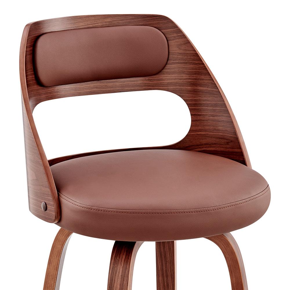 Armen Living - Julius 30in Brown Faux Leather and Walnut Wood Bar Stool - LCJUBAWABR30 veiw 4