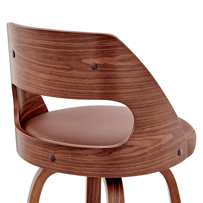 Armen Living - Julius 30in Brown Faux Leather and Walnut Wood Bar Stool - LCJUBAWABR30 veiw 5