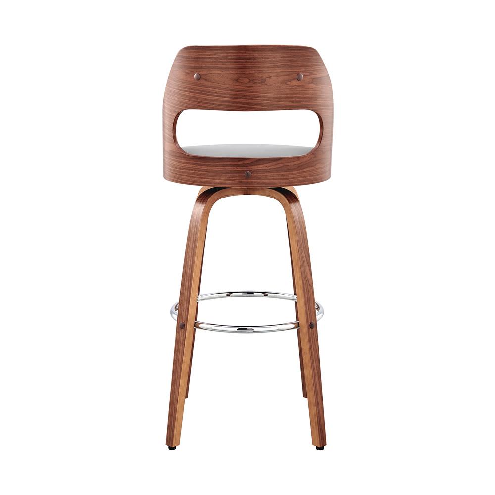 Armen Living - Julius 30in Gray Faux Leather and Walnut Wood Bar Stool - LCJUBAWAGR30 veiw 3