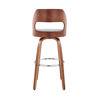 Armen Living - Julius 30in Gray Faux Leather and Walnut Wood Bar Stool - LCJUBAWAGR30 veiw 3