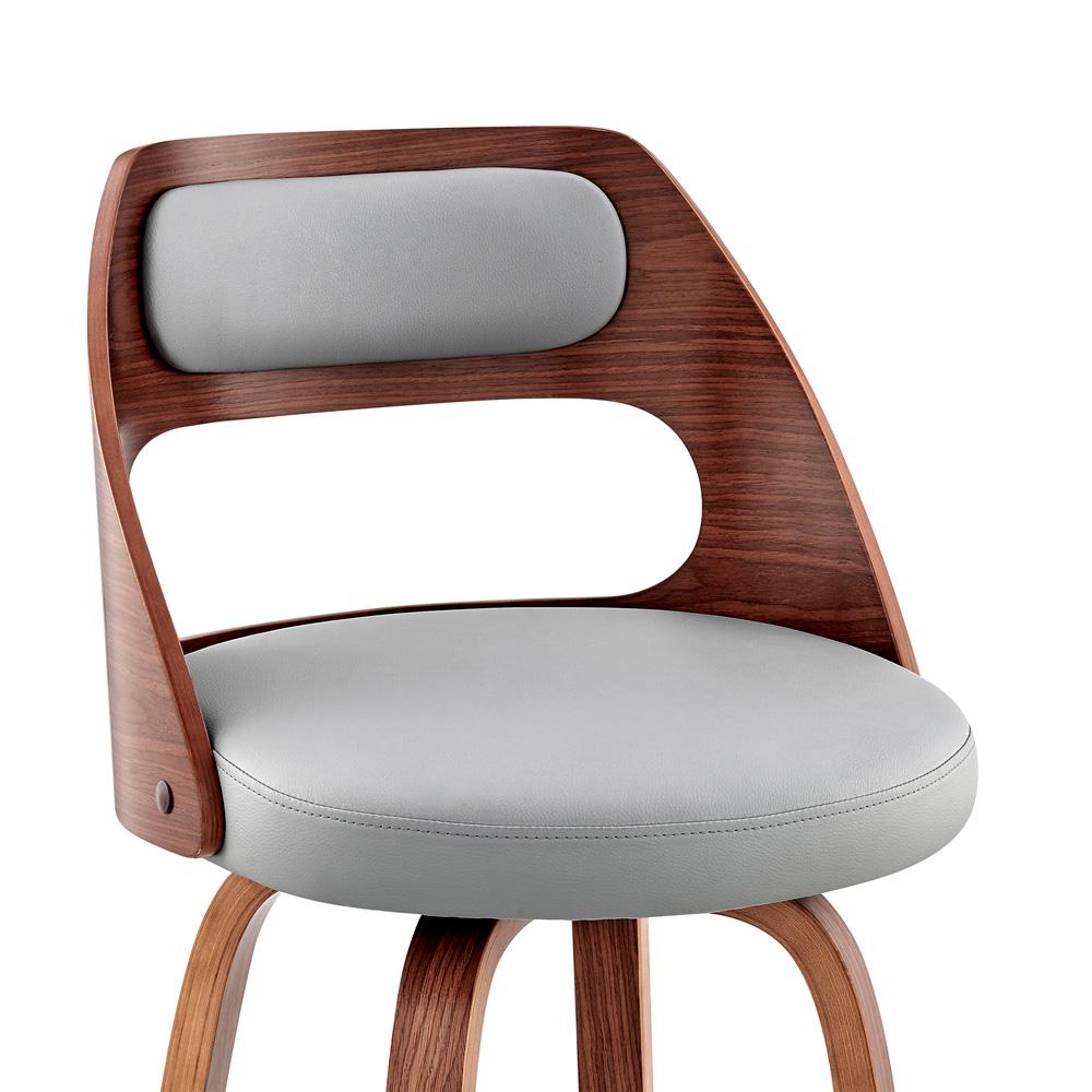 Armen Living - Julius 30in Gray Faux Leather and Walnut Wood Bar Stool - LCJUBAWAGR30 veiw 4