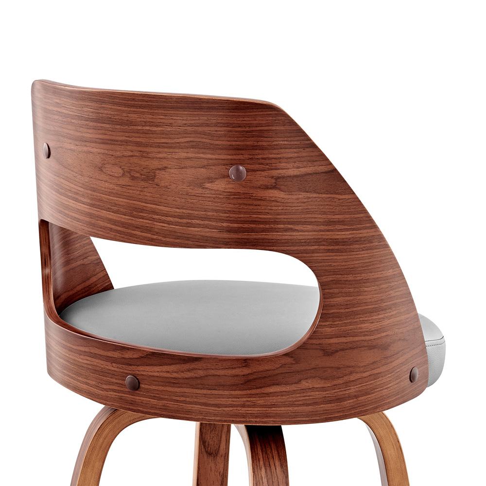 Armen Living - Julius 30in Gray Faux Leather and Walnut Wood Bar Stool - LCJUBAWAGR30 veiw 5