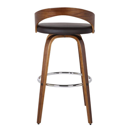 Armen Living - Sonia 30in Bar Height Swivel Brown Faux Leather and Walnut Wood Bar Stool - LCSOBABRWA30 veiw 2