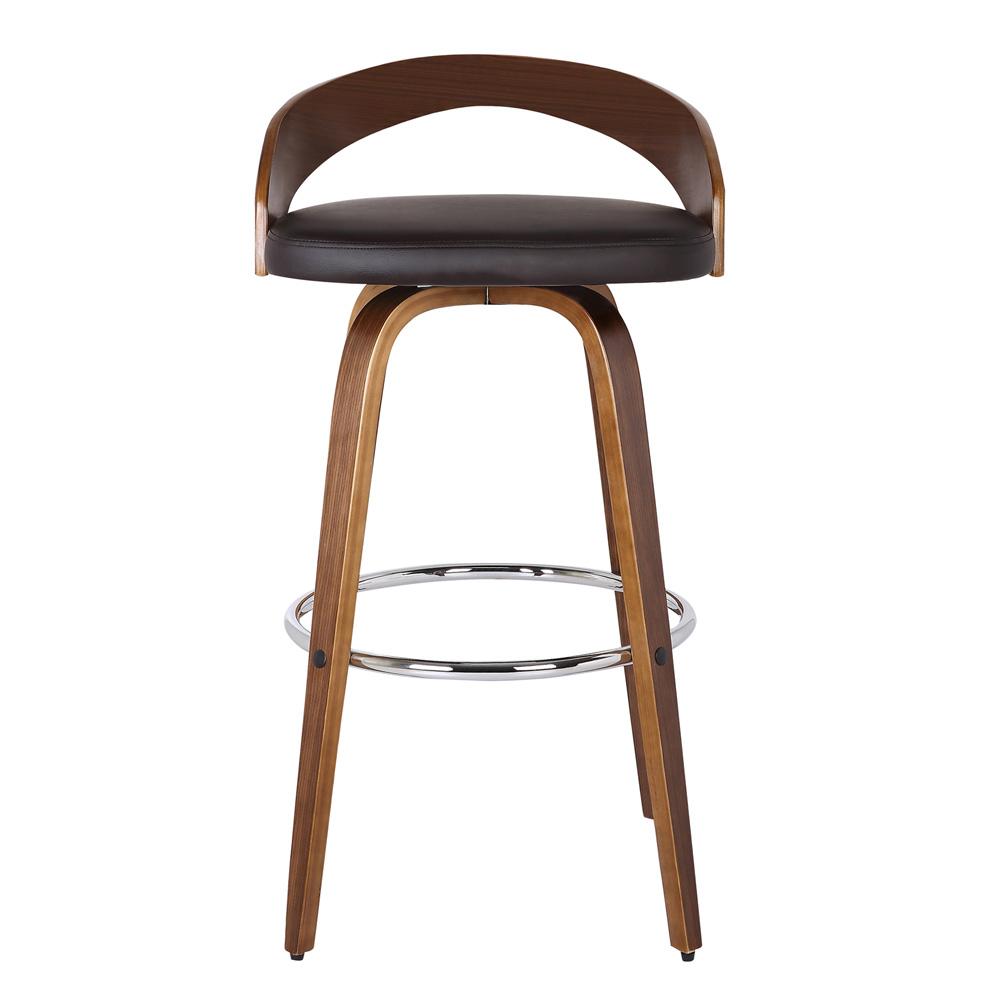 Armen Living - Sonia 30in Bar Height Swivel Brown Faux Leather and Walnut Wood Bar Stool - LCSOBABRWA30 veiw 3