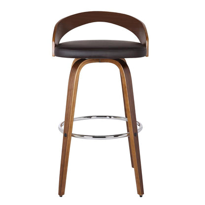 Armen Living - Sonia 30in Bar Height Swivel Brown Faux Leather and Walnut Wood Bar Stool - LCSOBABRWA30 veiw 3