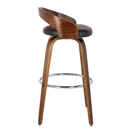 Armen Living - Sonia 30in Bar Height Swivel Brown Faux Leather and Walnut Wood Bar Stool - LCSOBABRWA30 veiw 4