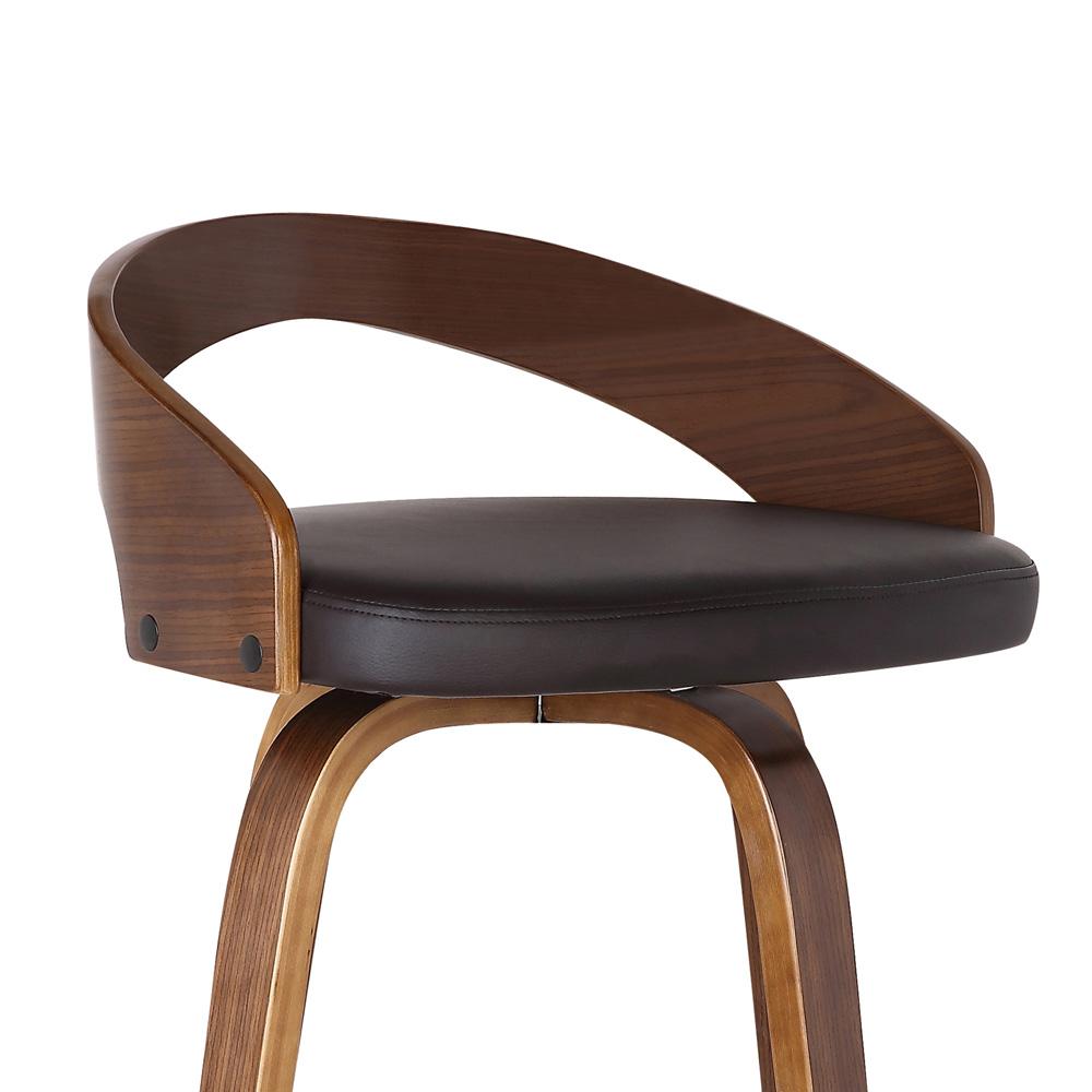 Armen Living - Sonia 30in Bar Height Swivel Brown Faux Leather and Walnut Wood Bar Stool - LCSOBABRWA30 veiw 5