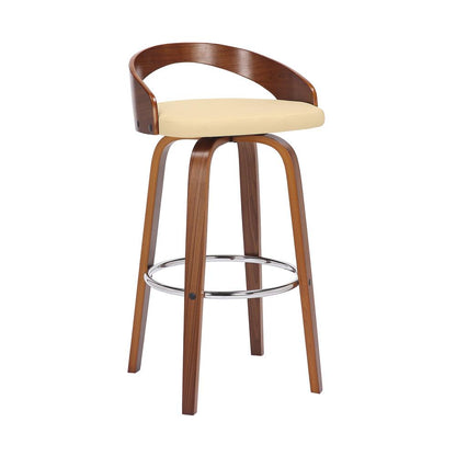 Armen Living - Sonia 30in Bar Height Swivel Cream Faux Leather and Walnut Wood Bar Stool - LCSOBACRWA30 veiw 1
