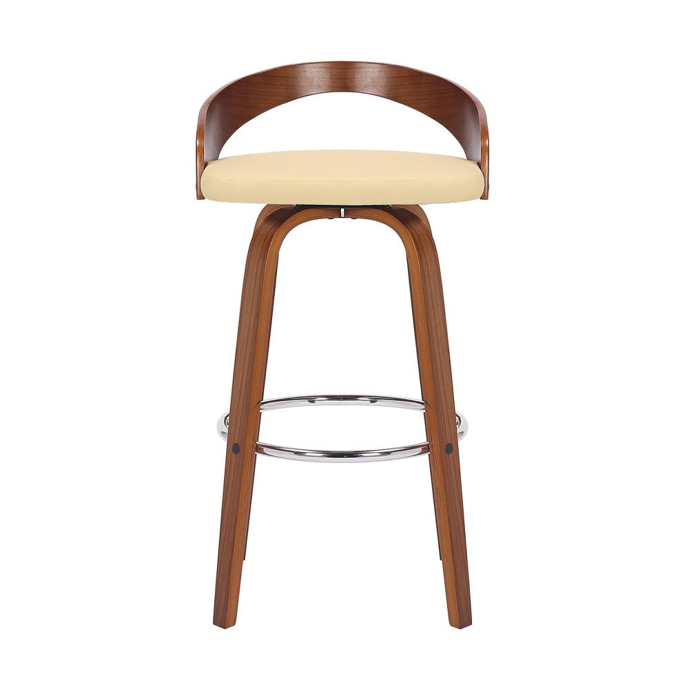 Armen Living - Sonia 30in Bar Height Swivel Cream Faux Leather and Walnut Wood Bar Stool - LCSOBACRWA30 veiw 2