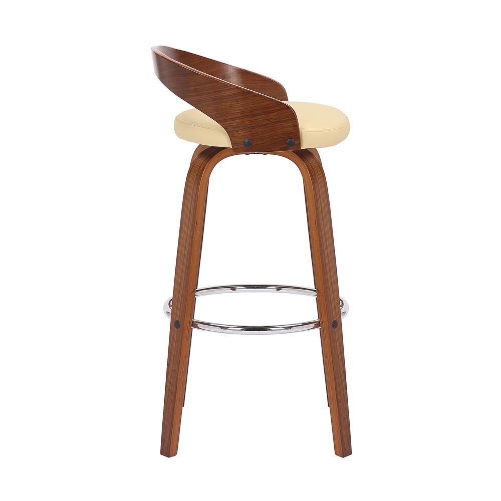 Armen Living - Sonia 30in Bar Height Swivel Cream Faux Leather and Walnut Wood Bar Stool - LCSOBACRWA30 veiw 3