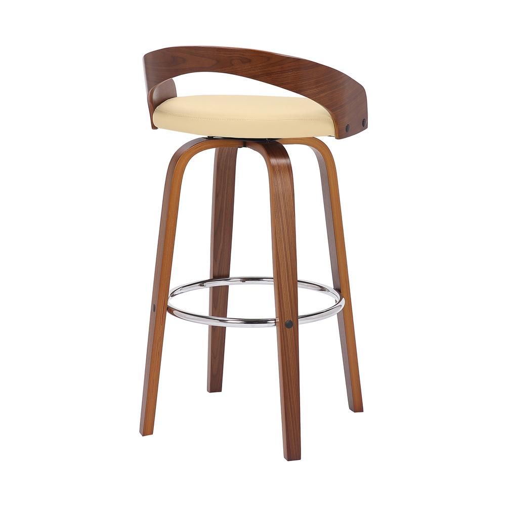 Armen Living - Sonia 30in Bar Height Swivel Cream Faux Leather and Walnut Wood Bar Stool - LCSOBACRWA30 veiw 4