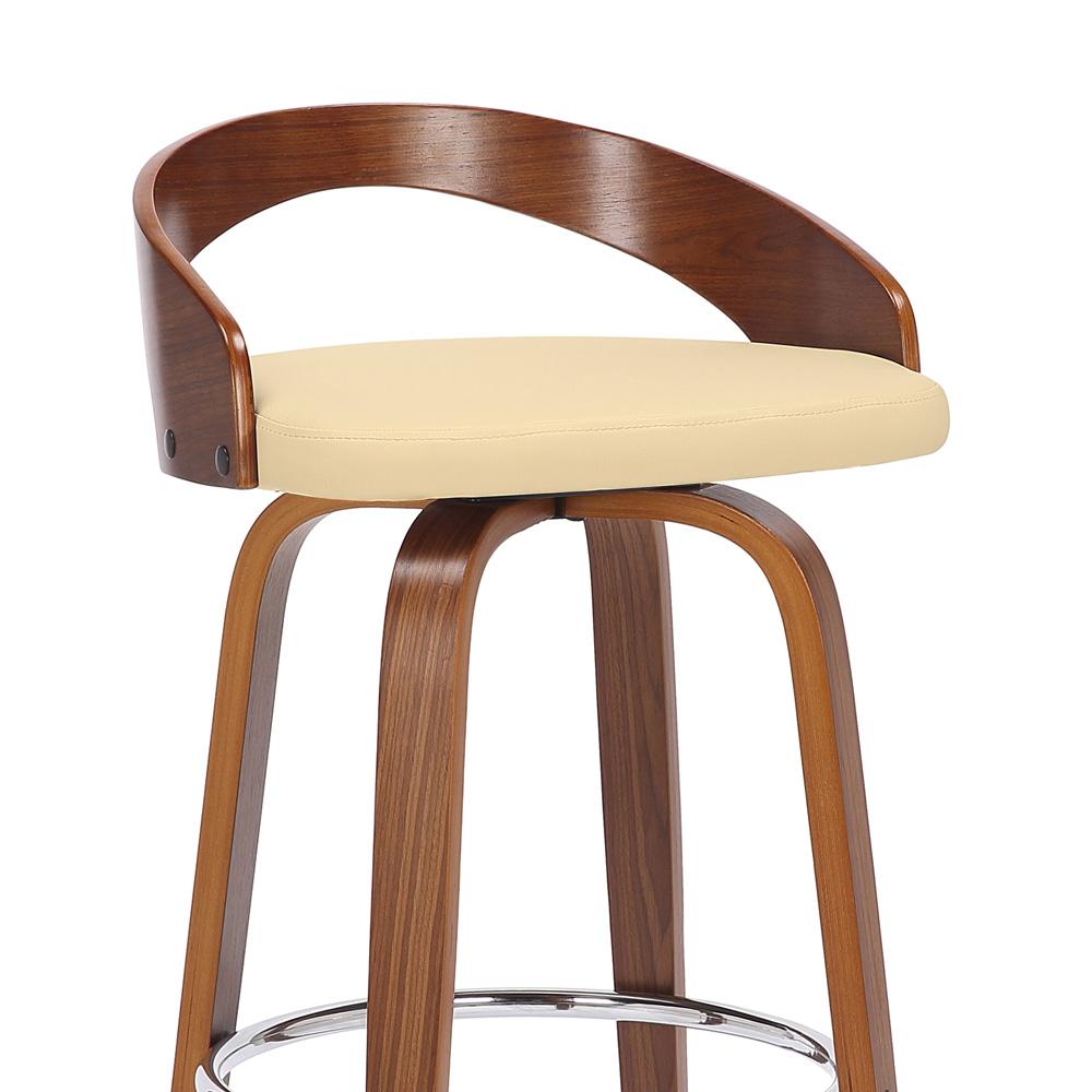 Armen Living - Sonia 30in Bar Height Swivel Cream Faux Leather and Walnut Wood Bar Stool - LCSOBACRWA30 veiw 6