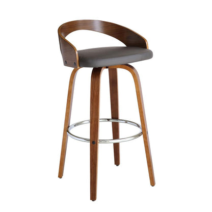 Armen Living - Sonia 30in Bar Height Swivel Grey Faux Leather and Walnut Wood Bar Stool - LCSOBAGRWA30 veiw 1