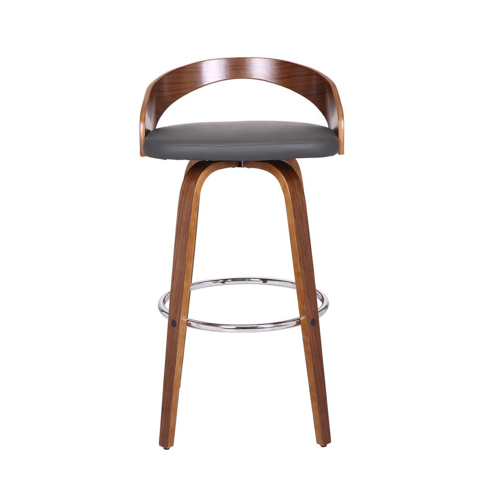 Armen Living - Sonia 30in Bar Height Swivel Grey Faux Leather and Walnut Wood Bar Stool - LCSOBAGRWA30 veiw 2