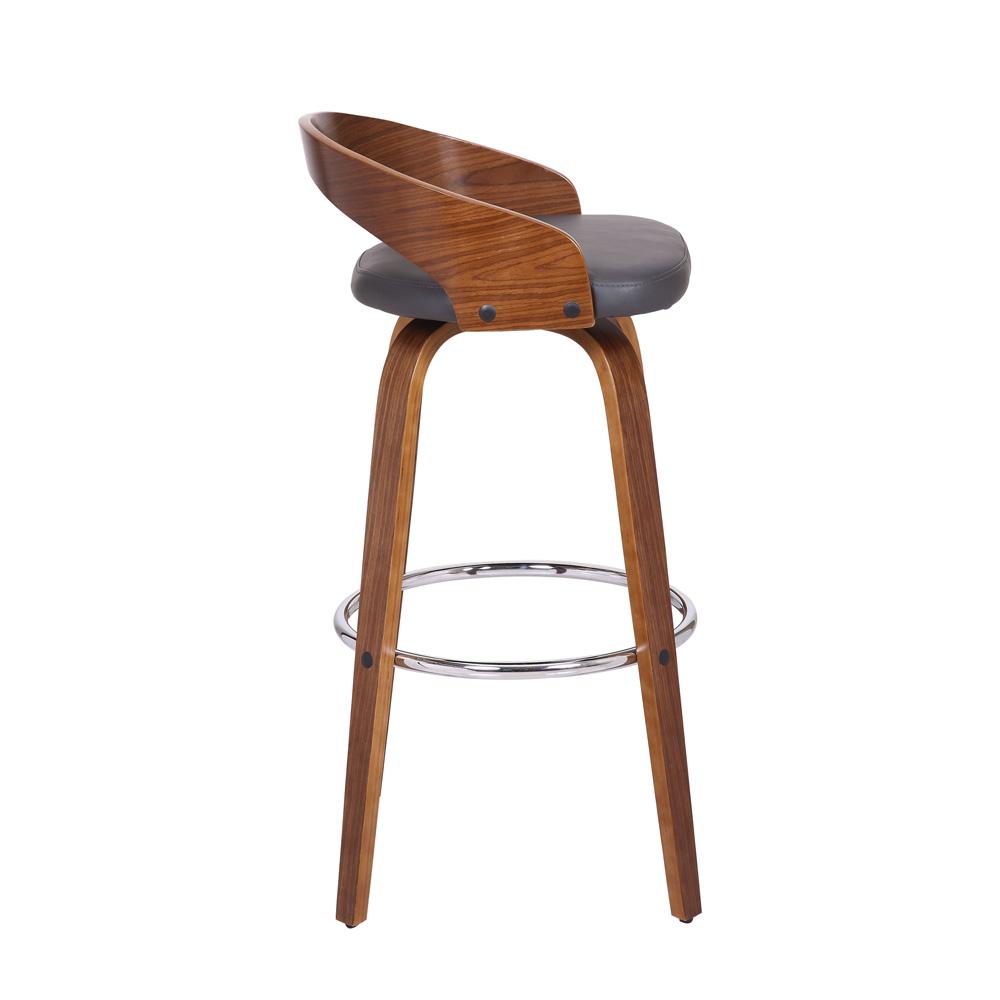 Armen Living - Sonia 30in Bar Height Swivel Grey Faux Leather and Walnut Wood Bar Stool - LCSOBAGRWA30 veiw 3