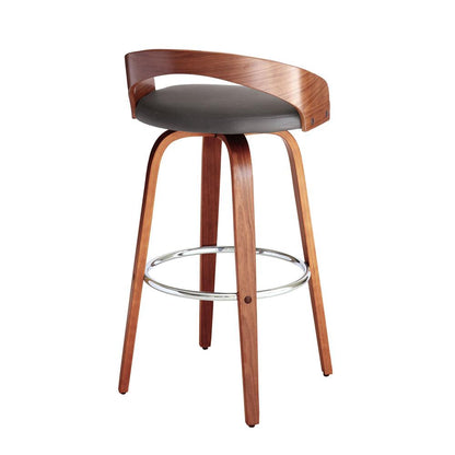 Armen Living - Sonia 30in Bar Height Swivel Grey Faux Leather and Walnut Wood Bar Stool - LCSOBAGRWA30 veiw 4