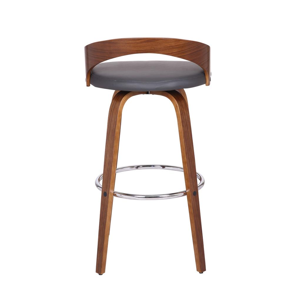 Armen Living - Sonia 30in Bar Height Swivel Grey Faux Leather and Walnut Wood Bar Stool - LCSOBAGRWA30 veiw 5