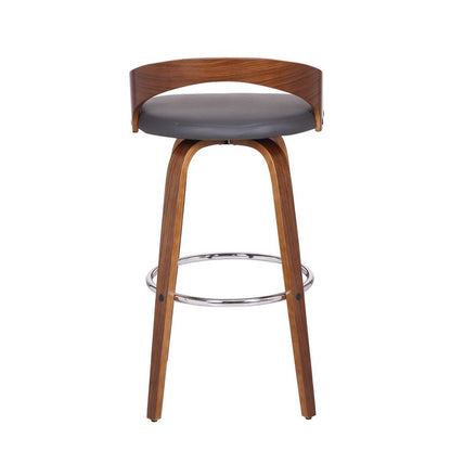 Armen Living - Sonia 30in Bar Height Swivel Grey Faux Leather and Walnut Wood Bar Stool - LCSOBAGRWA30 veiw 5