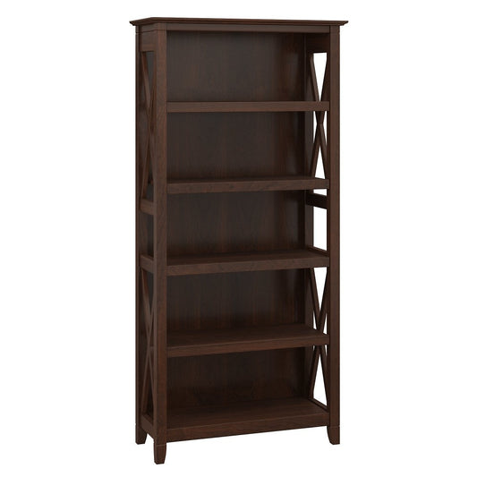 Bush Furniture - Key West 5 Shelf Bookcase in Bing Cherry - KWB132BC-03 veiw 1