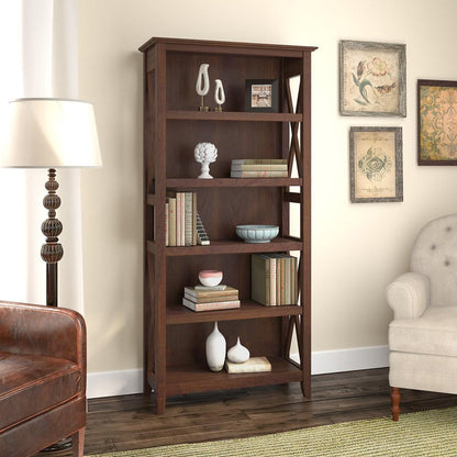 Bush Furniture - Key West 5 Shelf Bookcase in Bing Cherry - KWB132BC-03 veiw 2