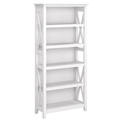 Bush Furniture - Key West 5 Shelf Bookcase in Pure White Oak - KWB132WT-03 veiw 1