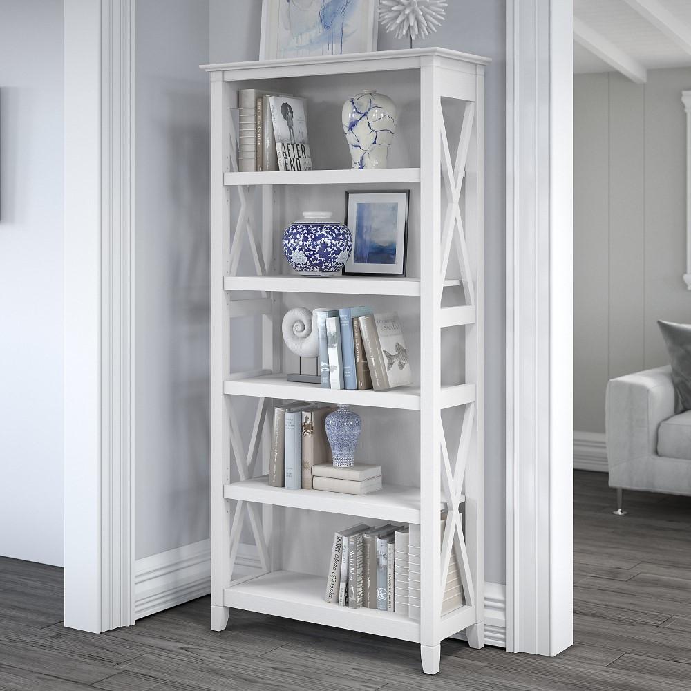 Bush Furniture - Key West 5 Shelf Bookcase in Pure White Oak - KWB132WT-03 veiw 3
