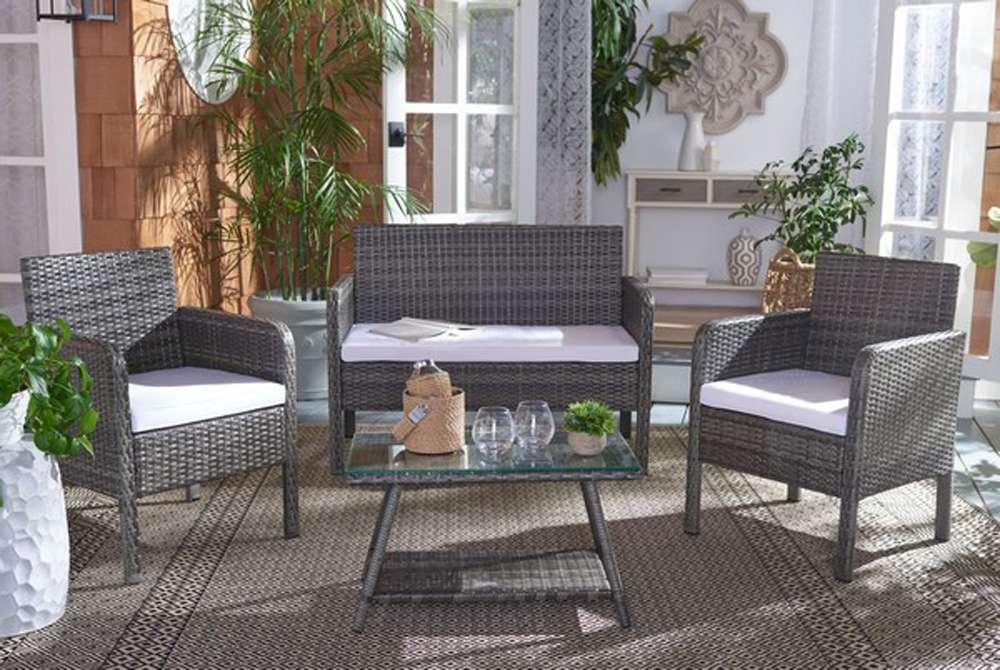 Safavieh - Aboka 4Pc Living Set - Grey Brown - White - PAT7505C veiw 3