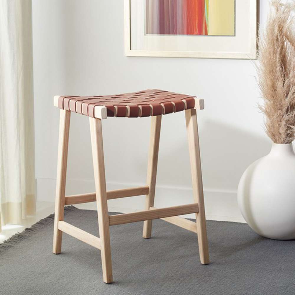 Safavieh - Abreu Rectangle Counter Stool - Cognac - Light Natural - BST1013C veiw 2