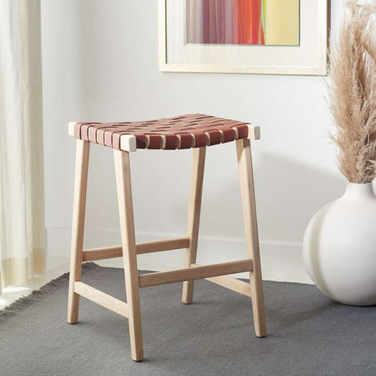 Safavieh - Abreu Rectangle Counter Stool - Cognac - Light Natural - BST1013C veiw 2