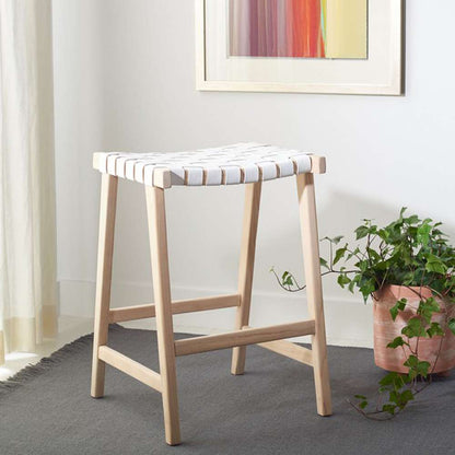 Safavieh - Abreu Rectangle Counter Stool - White - Light Natural - BST1013A veiw 2