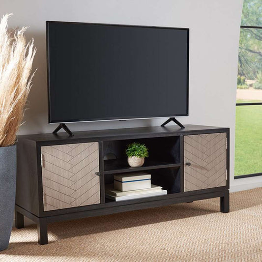Safavieh - Ajana 2Dr 1Shlf Media Stand - Black - Greige - MED5703B veiw 2