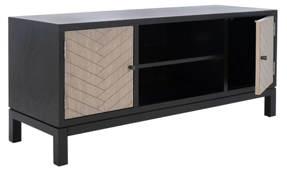 Safavieh - Ajana 2Dr 1Shlf Media Stand - Black - Greige - MED5703B veiw 4
