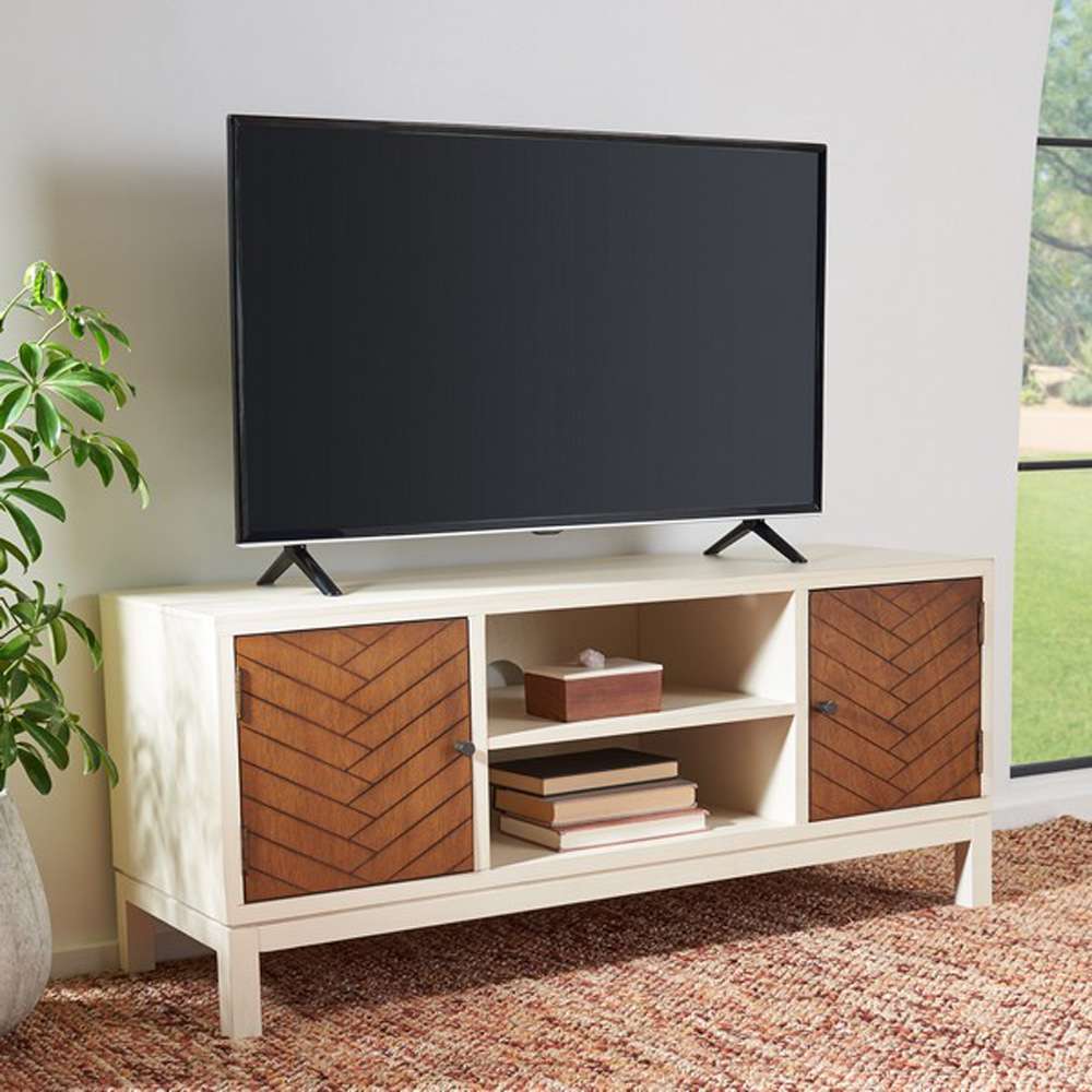 Safavieh - Ajana 2Dr 1Shlf Media Stand - Distressed White - Honey - MED5703C veiw 2
