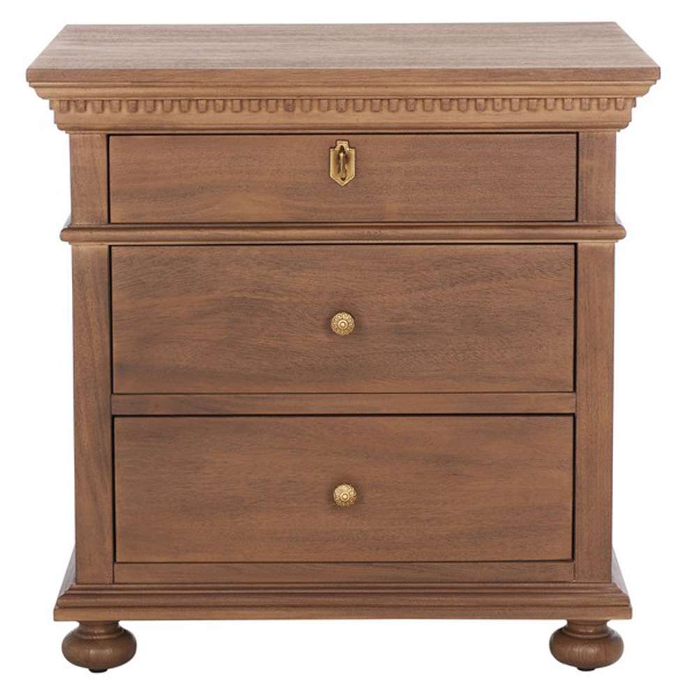 Safavieh - Allisyn 3 Drawer Wd Nightstand - Brown - SFV7706A veiw 1
