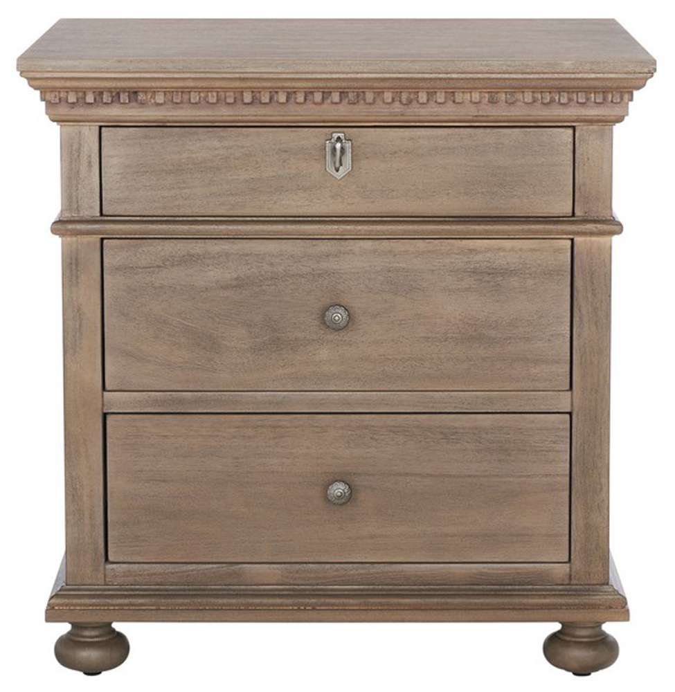 Safavieh - Allisyn 3 Drawer Wd Nightstand - Light Brown - SFV7706B veiw 1