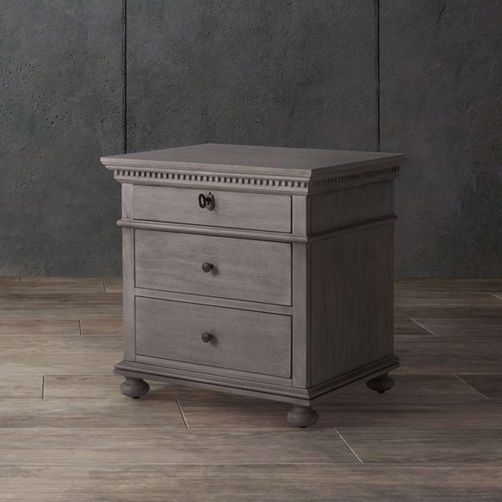 Safavieh - Allisyn 3 Drawer Wd Nightstand - Light Grey - SFV7706C veiw 3