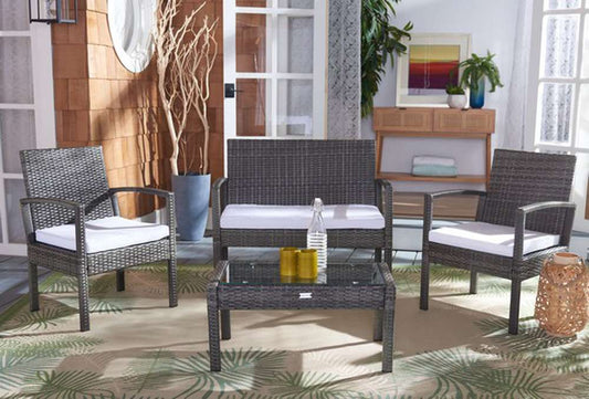 Safavieh - Bassey 4Pc Living Set - Grey Brown - White - PAT7507C veiw 2