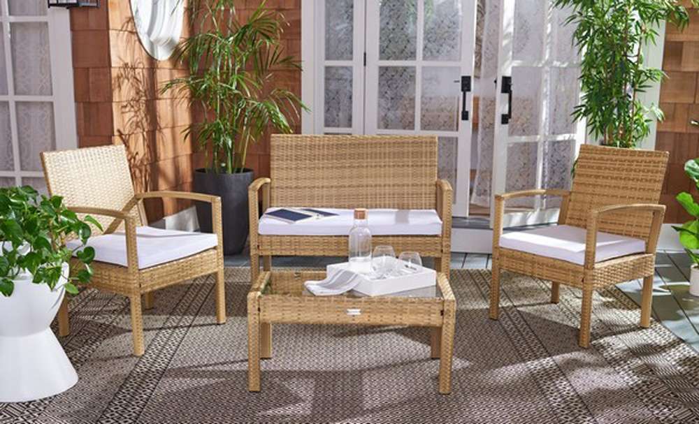 Safavieh - Bassey 4Pc Living Set - Natural - White - PAT7507D veiw 3