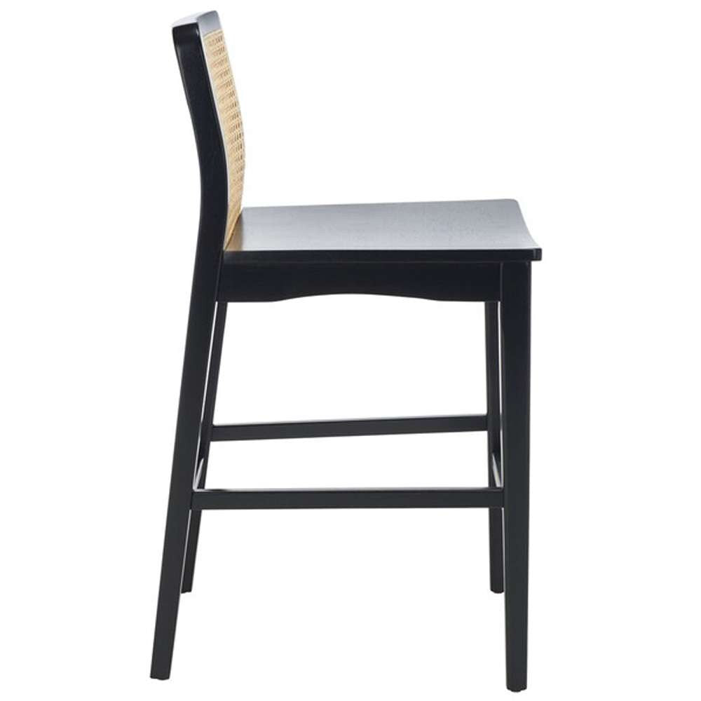 Safavieh - Benicio Rattan Counter Stool - Black - Natural  (Set of 2) - BST1506C-SET2 veiw 4