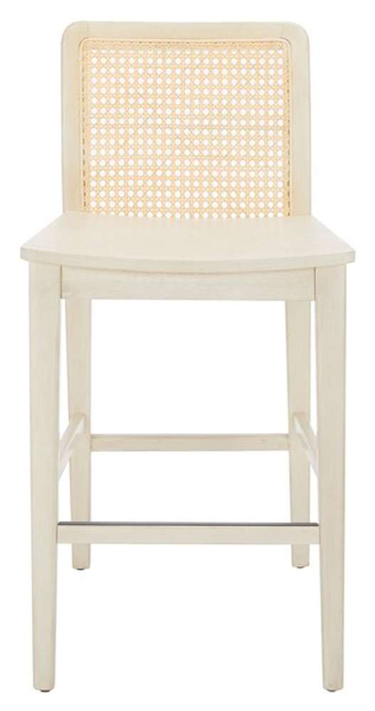 Safavieh - Benicio Rattan Counter Stool - White - Natural  (Set of 2) - BST1506B-SET2 veiw 1