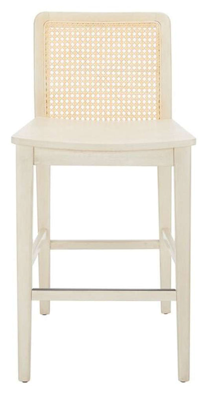 Safavieh - Benicio Rattan Counter Stool - White - Natural  (Set of 2) - BST1506B-SET2 veiw 1
