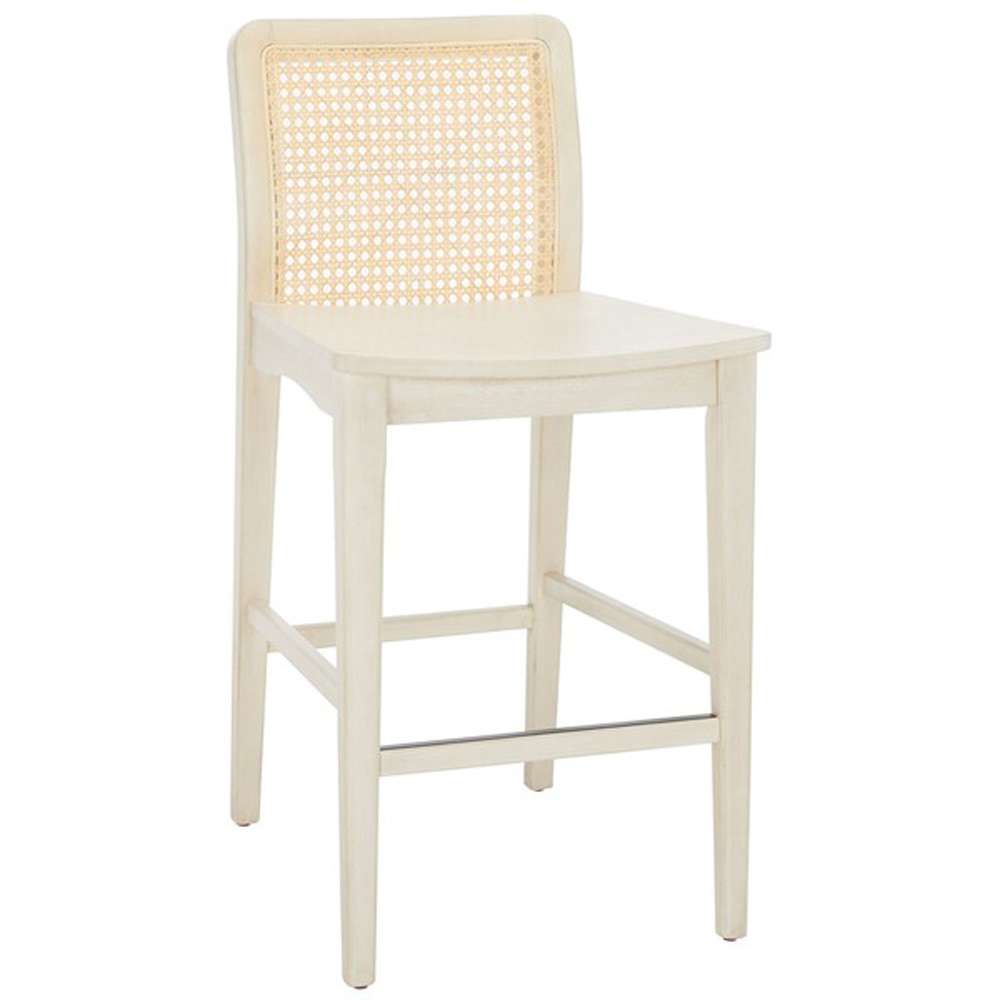 Safavieh - Benicio Rattan Counter Stool - White - Natural  (Set of 2) - BST1506B-SET2 veiw 3