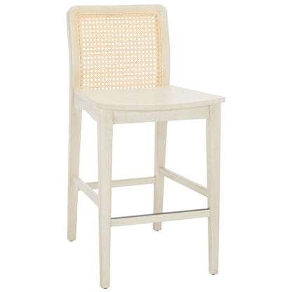 Safavieh - Benicio Rattan Counter Stool - White - Natural  (Set of 2) - BST1506B-SET2 veiw 3