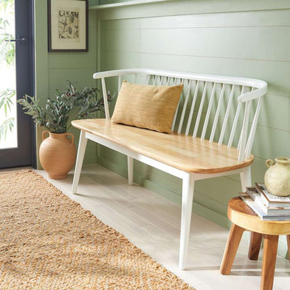 Safavieh - Blanchard Spindle Bench - Natural - White - BCH8500C veiw 2