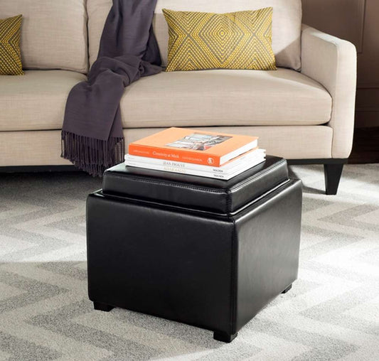 Safavieh - Bobbie Ottoman - Black - HUD4006B veiw 1