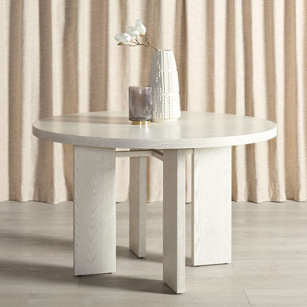 Safavieh - Calamaria Round Wood Dining Table Table - White Washed - SFV2135A veiw 3