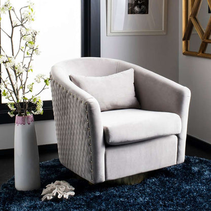 Safavieh - Clara Quilted Swivel Tub Chair - Pale Taupe - Gold - SFV4702C veiw 2