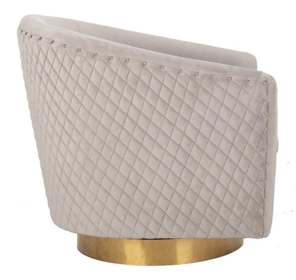 Safavieh - Clara Quilted Swivel Tub Chair - Pale Taupe - Gold - SFV4702C veiw 3