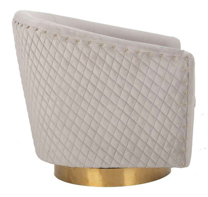 Safavieh - Clara Quilted Swivel Tub Chair - Pale Taupe - Gold - SFV4702C veiw 3
